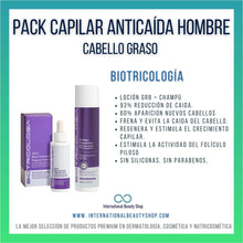 Cargar imagen en el visor de la galería, Tratamiento capilar para hombre anticaída Loción GR 8 + Champú Regenerador Cabello Graso. Biotricología.