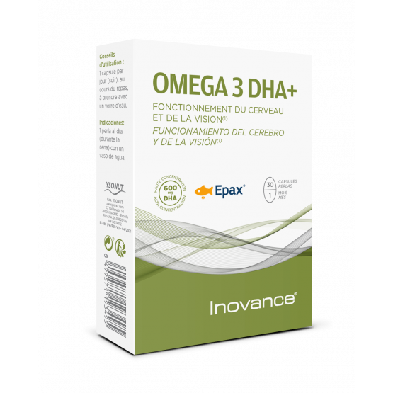 Omega 3 DHA +.Suplemento. Concentración, memorización y visión. Inovance. Ysonut.